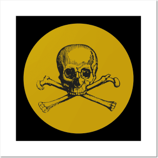 Skull and Crossbones Black and Gold Posters and Art